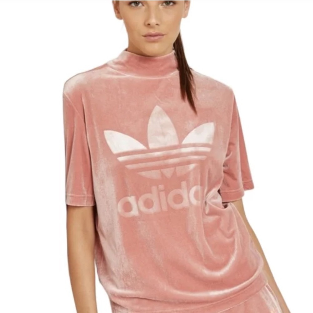 Adidas Pink Velvet Vibes Mock Neck Top